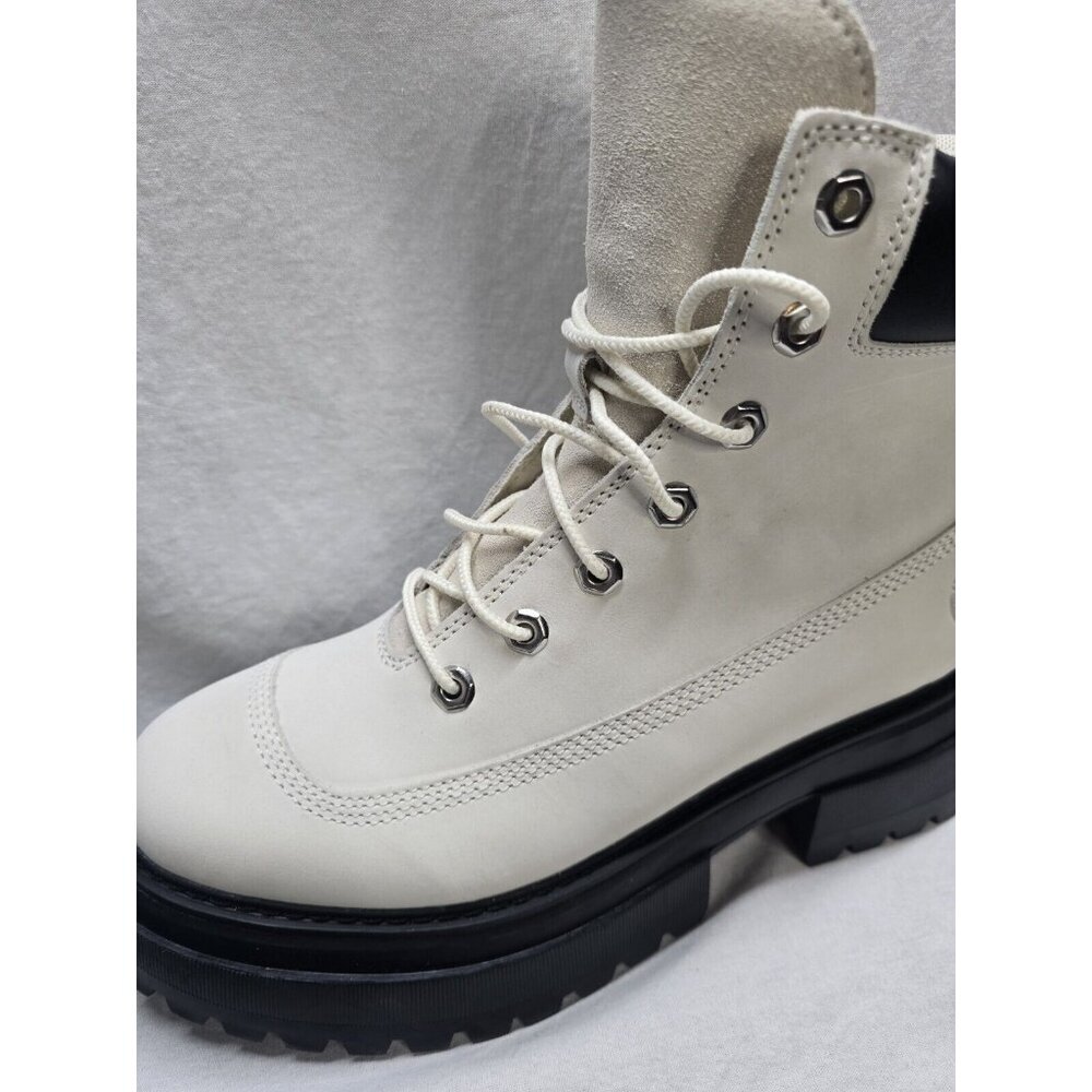 Timberland Sky White Leather Lace Up Chunky Platform Combat Boot Women’s Size 9 - Picture 7 of 13